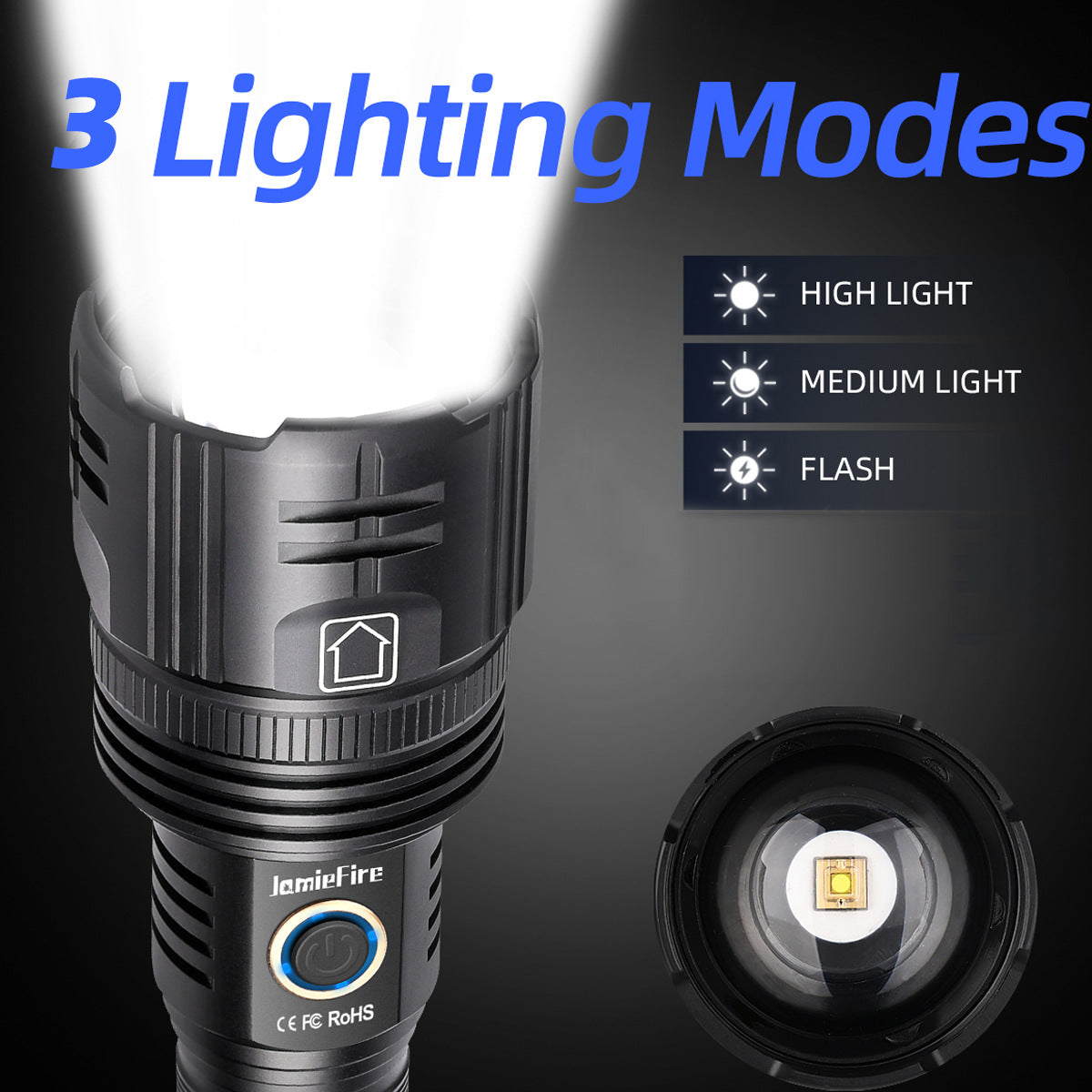''Shadowlasers "JF021 Zoom White Laser Flashlight 30W Range 1,000 Meters