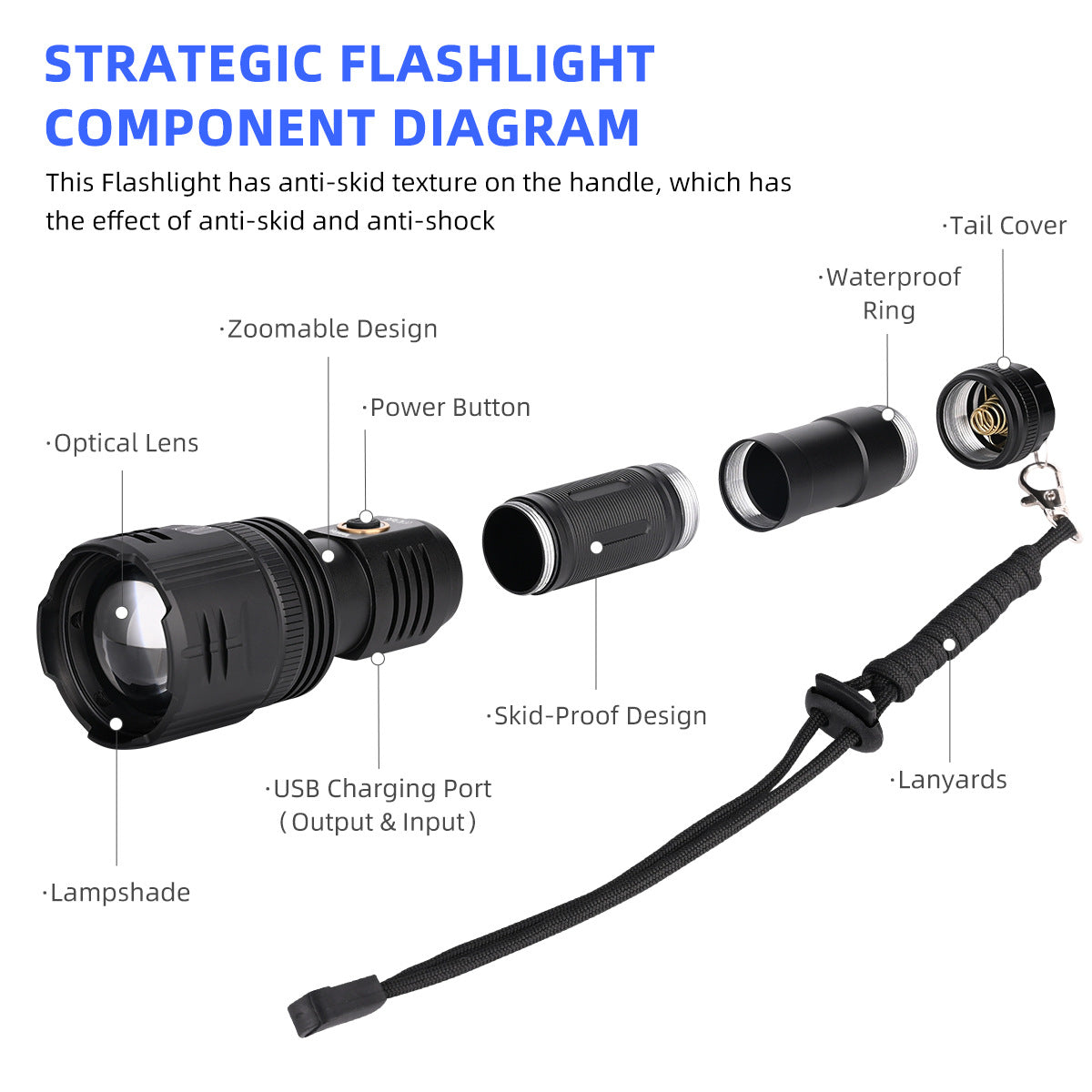 ''Shadowlasers "JF021 Zoom White Laser Flashlight 30W Range 1,000 Meters