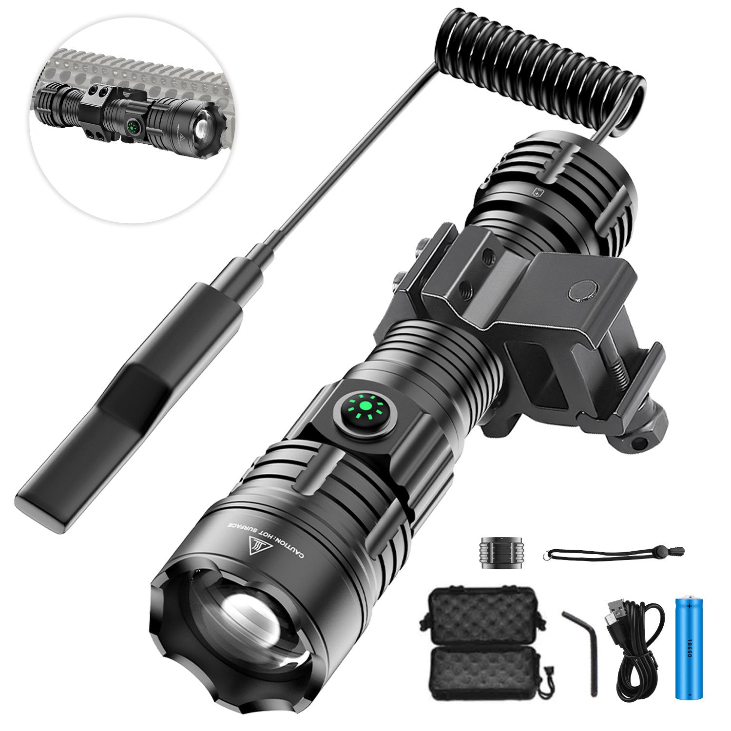 ''Shadowlasers "JF030 Zoom White Laser Tactical Flashlight Pressure Switch Rail Bracket