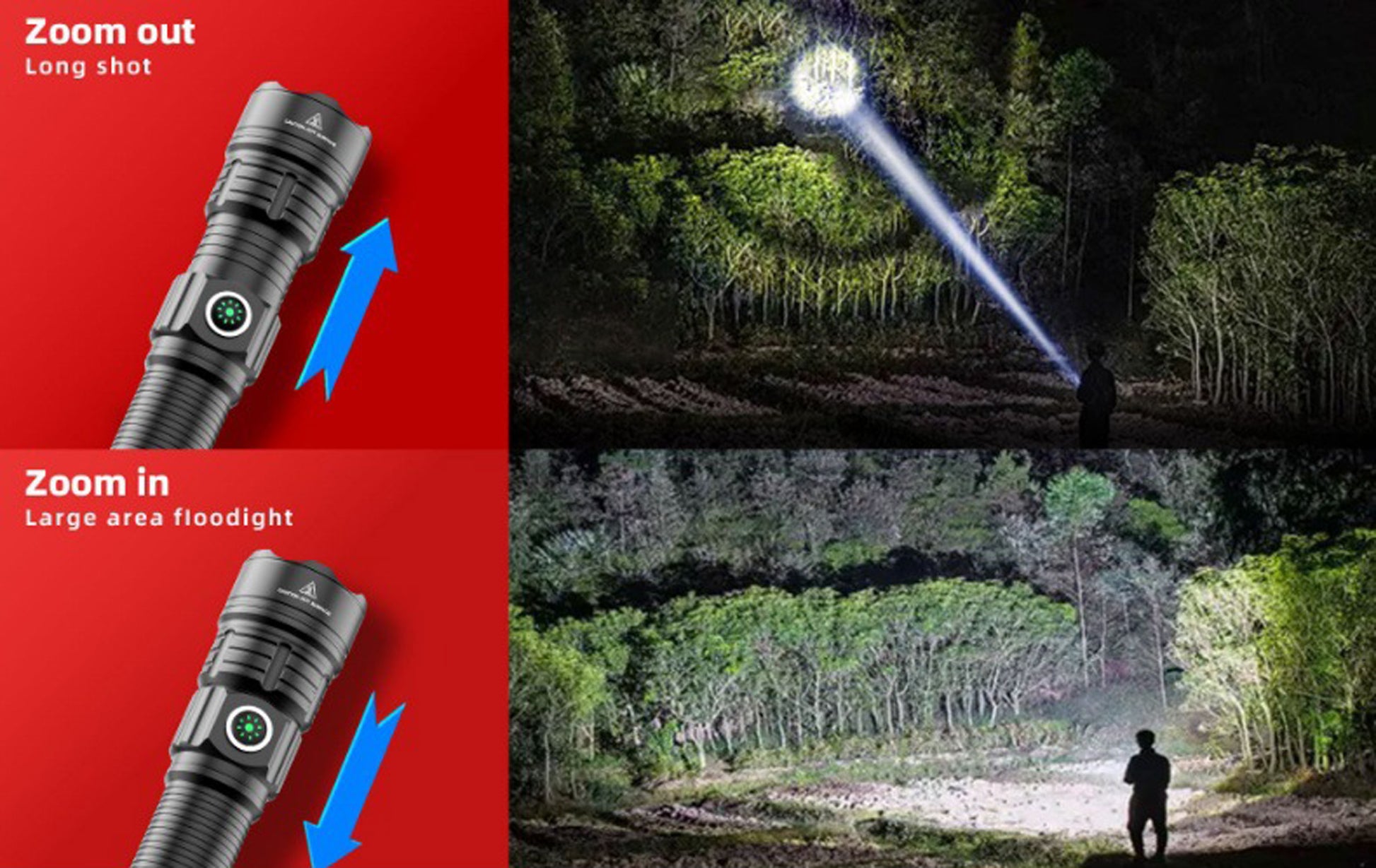 ''Shadowlasers "JF030 Zoom White Laser Tactical Flashlight Pressure Switch Rail Bracket