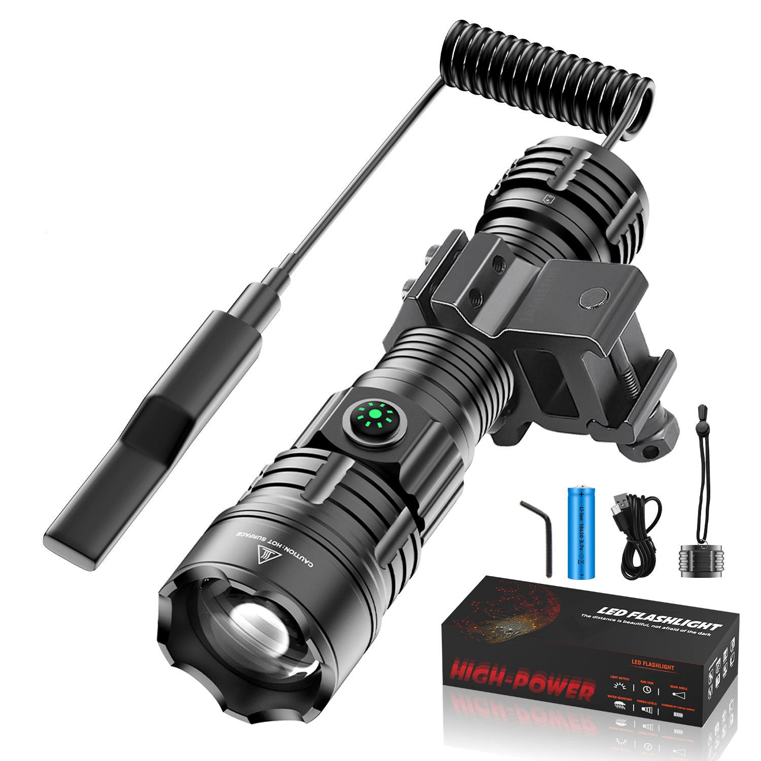 ''Shadowlasers "JF030 Zoom White Laser Tactical Flashlight Pressure Switch Rail Bracket