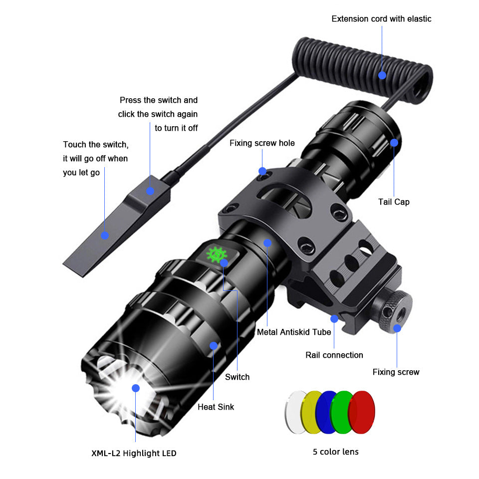 ''Shadowlasers "JF1102 5 Colors Tactical Flashlight 10W Range