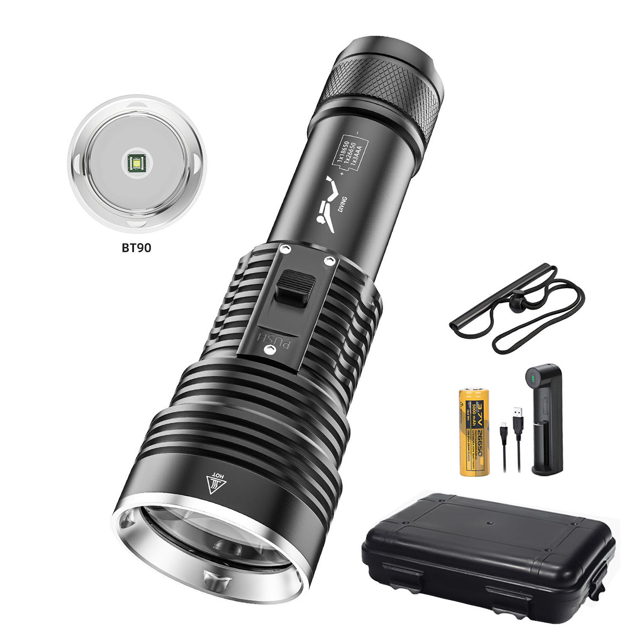 ''Shadowlasers "DV66 40W White Laser Diving Flashlight BT90 LED 4 Light Modes