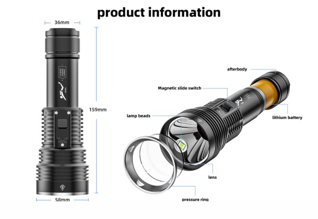 ''Shadowlasers "DV66 40W White Laser Diving Flashlight BT90 LED 4 Light Modes