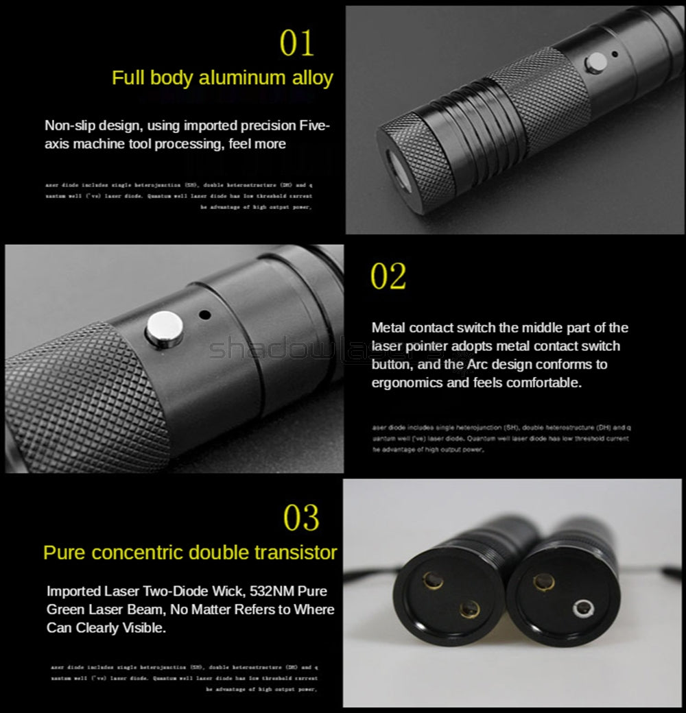 ''Shadowlasers "Q5 Two Colors Green & Blue & Red Laser Pointers 100mW