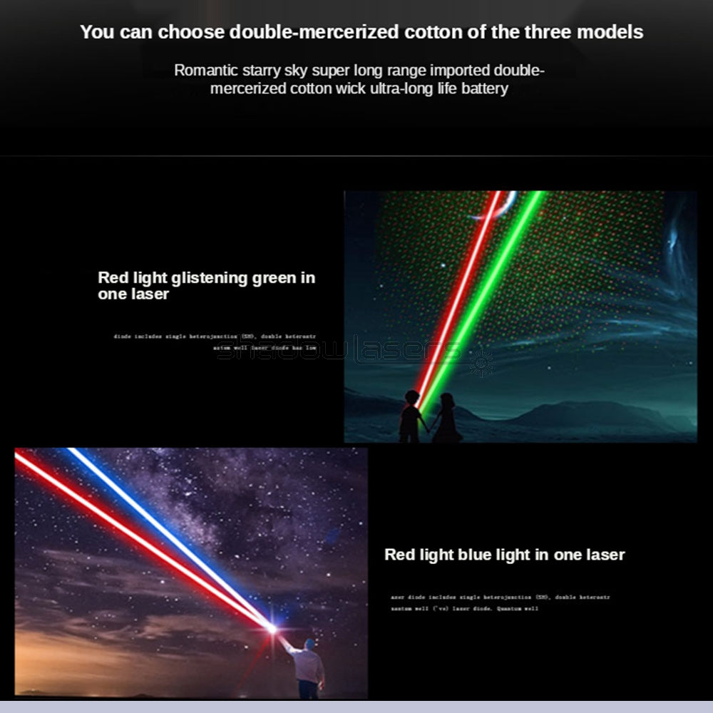 ''Shadowlasers "Q5 Two Colors Green & Blue & Red Laser Pointers 100mW