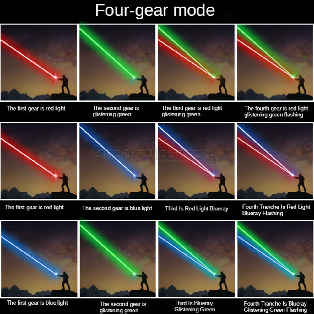 ''Shadowlasers "Q5 Two Colors Green & Blue & Red Laser Pointers 100mW