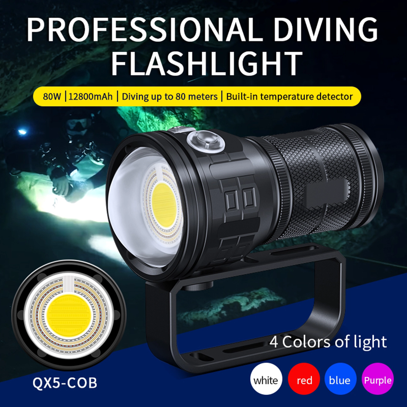 ''Shadowlasers "QX5 80W Photography Fill Light Diving Flashlight