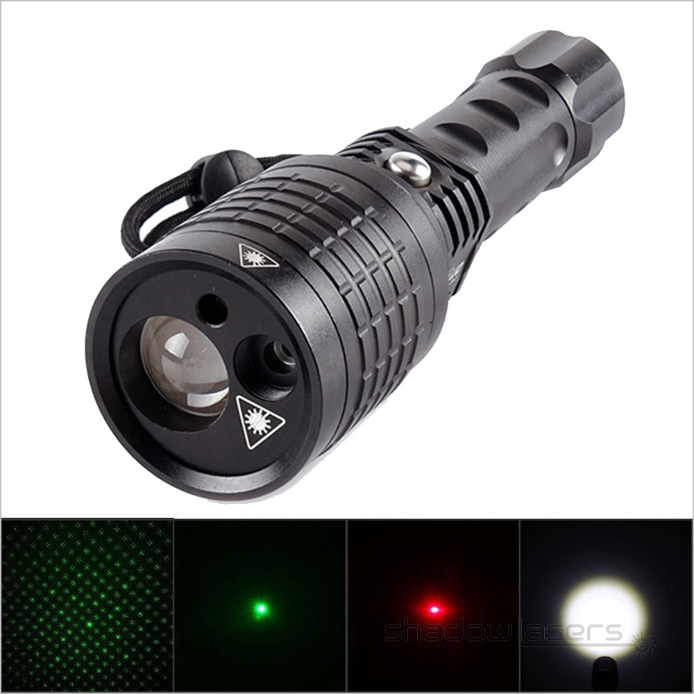 ''Shadowlasers " U8 3 In 1 Red & Green Laser Flashlight 10W T6