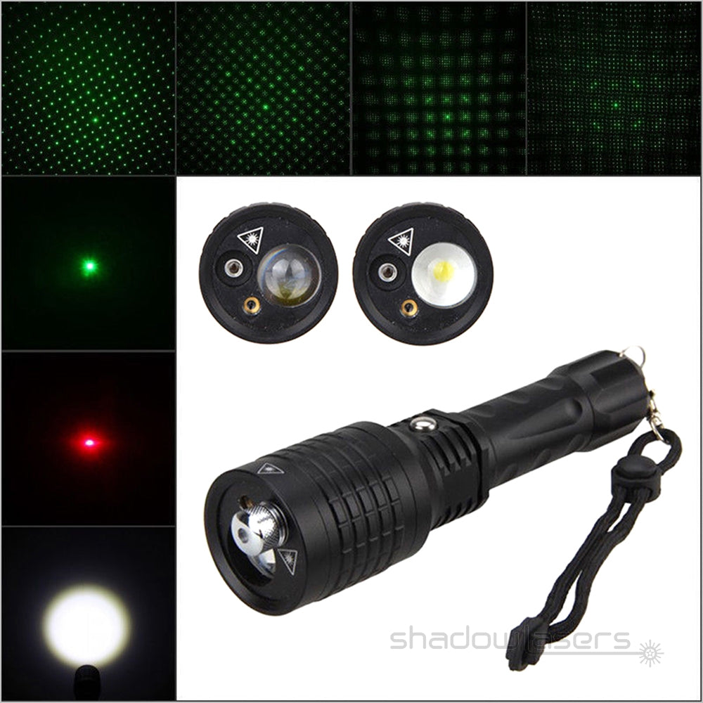 ''Shadowlasers " U8 3 In 1 Red & Green Laser Flashlight 10W T6