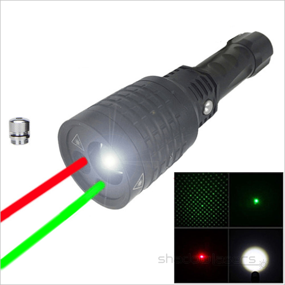 ''Shadowlasers " U8 3 In 1 Red & Green Laser Flashlight 10W T6