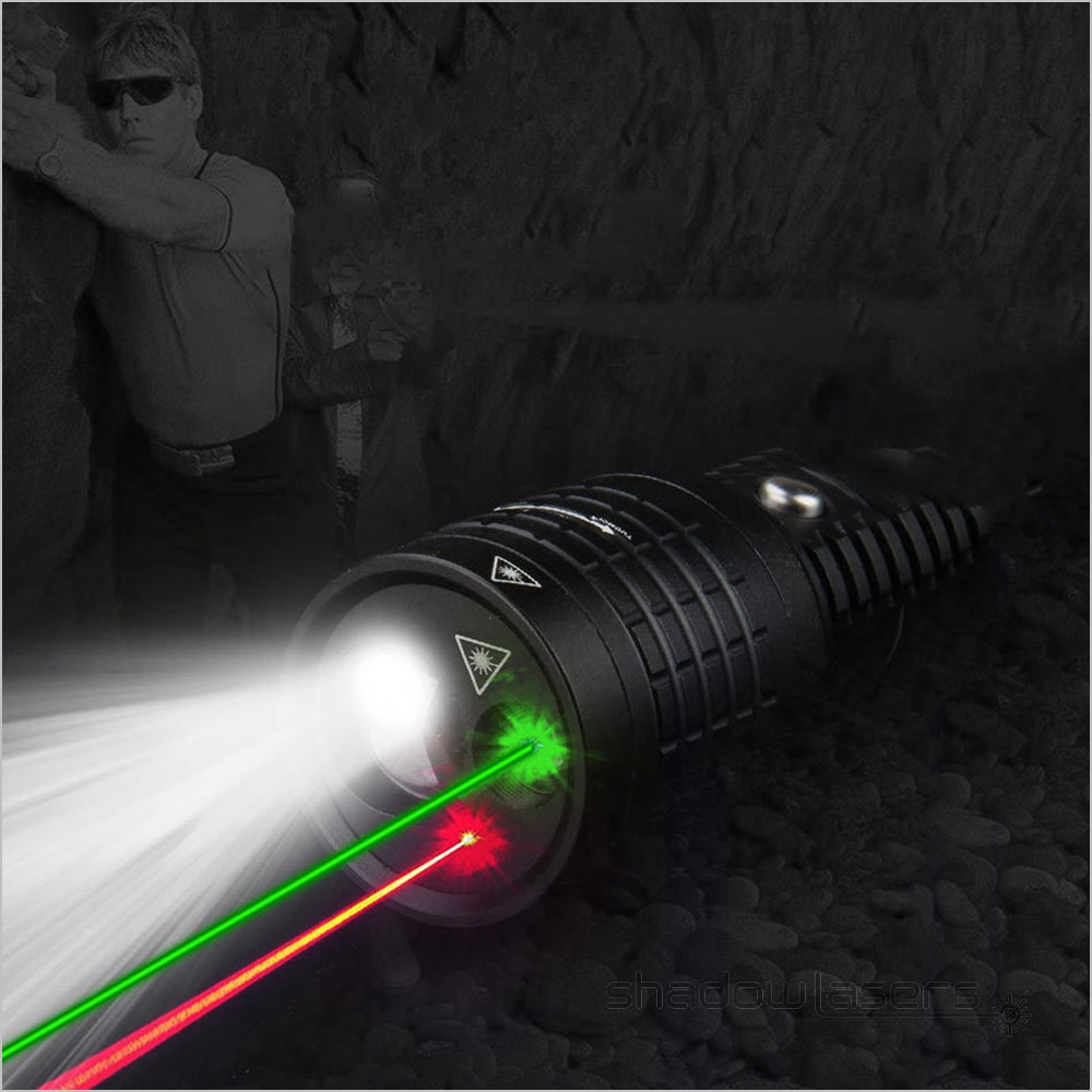 ''Shadowlasers " U8 3 In 1 Red & Green Laser Flashlight 10W T6