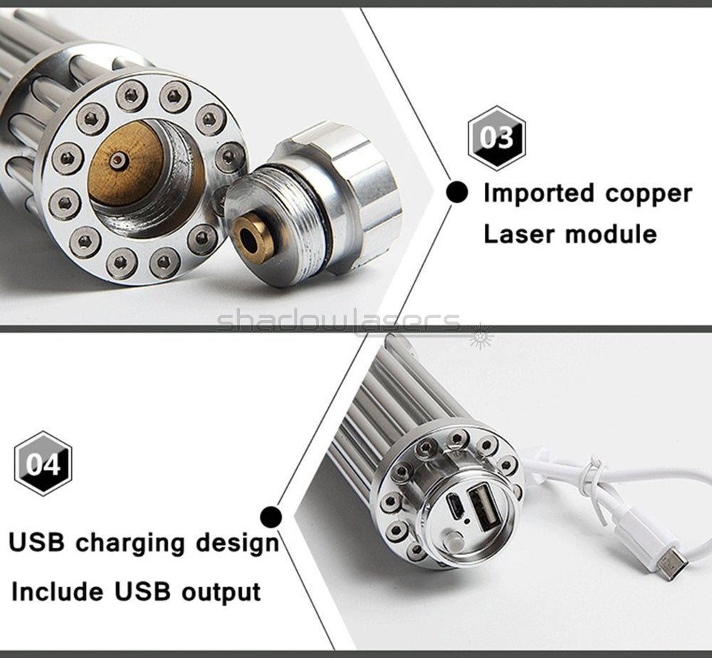 ''Shadowlasers "USB X3 450nm Blue Laser Pointer Bruning 1500MW
